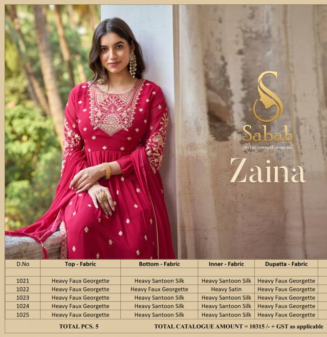Sabah Zaina  Heavy Georgette Wholesale Wedding Salwar Suits Catalog